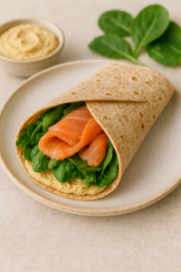 Wrap integral de salmón con hummus